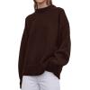 imagePRETTYGARDEN Womens Sweaters Spring 2026 Trendy Casual Crewneck Long Sleeve Cozy Knit Pullover Sweater Tops Fashion ClothingDark Brown