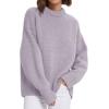 imagePRETTYGARDEN Womens Sweaters Spring 2026 Trendy Casual Crewneck Long Sleeve Cozy Knit Pullover Sweater Tops Fashion ClothingGrey Purple