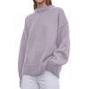 imagePRETTYGARDEN Womens Sweaters Spring 2026 Trendy Casual Crewneck Long Sleeve Cozy Knit Pullover Sweater Tops Fashion ClothingGrey Purple