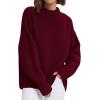 imagePRETTYGARDEN Womens Sweaters Spring 2026 Trendy Casual Crewneck Long Sleeve Cozy Knit Pullover Sweater Tops Fashion ClothingWine Red