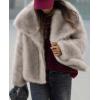 imagePRETTYGARDEN Womens Winter Coats 2026 Trendy Long Sleeve Furry Faux Fur Jackets Button Lapel Warm Fall Outwear with PocketsBlack Apricot