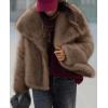 imagePRETTYGARDEN Womens Winter Coats 2026 Trendy Long Sleeve Furry Faux Fur Jackets Button Lapel Warm Fall Outwear with PocketsBlack Khaki