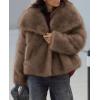 imagePRETTYGARDEN Womens Winter Coats 2026 Trendy Long Sleeve Furry Faux Fur Jackets Button Lapel Warm Fall Outwear with PocketsBlack Khaki