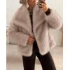 imagePRETTYGARDEN Womens Winter Coats 2026 Trendy Long Sleeve Furry Faux Fur Jackets Button Lapel Warm Fall Outwear with PocketsKhaki