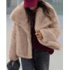 imagePRETTYGARDEN Womens Winter Coats 2026 Trendy Long Sleeve Furry Faux Fur Jackets Button Lapel Warm Fall Outwear with PocketsKhaki