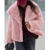 imagePRETTYGARDEN Womens Winter Coats 2026 Trendy Long Sleeve Furry Faux Fur Jackets Button Lapel Warm Fall Outwear with PocketsPink