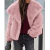imagePRETTYGARDEN Womens Winter Coats 2026 Trendy Long Sleeve Furry Faux Fur Jackets Button Lapel Warm Fall Outwear with PocketsPink