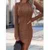imageWomens 2023 Fall Bodycon Mini Dresses Casual Long Sleeve Solid Color Short Tight Ladies Party Club Fashion Dress