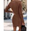 imageWomens 2023 Fall Bodycon Mini Dresses Casual Long Sleeve Solid Color Short Tight Ladies Party Club Fashion Dress