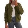 imagePRETTYGARDEN Fall Long Sleeve Cardigans for Women Trendy 2026 Lightweight Button Down Crewneck Loose Knit Sweater ClothesArmy Green