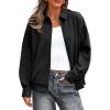 imagePRETTYGARDEN Faux Suede Bomber Jacket Women Fall Fashion 2026 Casual Zip Up Oversized Trendy Winter Clothing Outerwear CoatsBlack