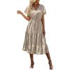 imagePRETTYGARDEN Floral Dress for Women 2026 Summer Casual Short Sleeve Maxi Dresses V Neck Tiered Flowy Boho Beach SundressApricot Leopard