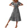 imagePRETTYGARDEN Floral Dress for Women 2026 Summer Casual Short Sleeve Maxi Dresses V Neck Tiered Flowy Boho Beach SundressBlack Floral