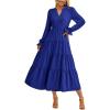 imagePRETTYGARDEN Long Sleeve Dress for Women Fall V Neck Tiered A Line Spring Elegant Modest Flowy Wedding Guest Maxi DressesRoyal Blue