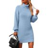 imagePRETTYGARDEN Sweater Dress for Women Long Puff Sleeve Turtleneck Ribbed Knit Oversized Pullover Winter Short Dress