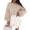 imagePRETTYGARDEN Sweaters for Women 2026 Fall Chunky Knit Long Sleeve Crew Neck Oversized Pullover Tops Winter Fashion ClothingBeige