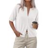 imagePRETTYGARDEN Women Spring Short Sleeve Cardigan Sweaters Button Down Knit Shirt Blouse Dressy Casual Tops 2026 Summer OutfitsWhite