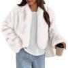 imagePRETTYGARDEN Womens 2026 Winter Coats Fluffy Cropped Faux Fur Jacket Long Sleeve Open Front Shaggy Outerwear Trendy ClothesWhite