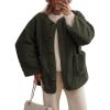 imagePRETTYGARDEN Womens 2026 Winter Coats Long Sleeve Button up Fuzzy Sherpa Fleece Jackets Outerwear Fall Fashion ClothesArmy Green