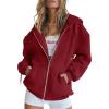 imagePRETTYGARDEN Womens 2026 Zip Up Y2K Hoodies Casual Long Sleeve Sweatshirts Fall Spring Track Jackets with PocketsRed