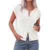 imagePRETTYGARDEN Womens Cap Short Sleeve Sweater Vest 2026 Spring Summer Lightweight Button Down Cardigans Trendy Loose TopsWhite