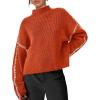 imagePRETTYGARDEN Womens Chunky Knit Sweaters 2026 Fall Long Sleeve Mock Neck Oversized Pullover Tops Winter Fashion ClothesRust Red