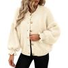 imagePRETTYGARDEN Womens Cropped Cardigans Trendy 2026 Ruffle Open Front Chunky Knit Sweater Oversized Button Down Fall ClothesBeige