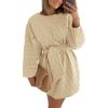 imagePRETTYGARDEN Womens Long Sleeve Dresses Spring Fall Casual Short Belted Dress Trendy Quilted Outfits with Pockets
