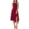 imagePRETTYGARDEN Womens Midi Summer Dresses Sleeveless Flared A Line Asymmetrical Ruffle Flowy Cocktail Party Dress Wine RedMedium