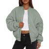imagePRETTYGARDEN Womens Quilted Bomber Jacket Fall Fashion 2026 Lightweight Cropped Zip up Outerwear Winter Puffer Coats PocketsSage Green
