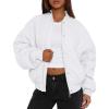 imagePRETTYGARDEN Womens Quilted Bomber Jacket Fall Fashion 2026 Lightweight Cropped Zip up Outerwear Winter Puffer Coats PocketsWhite