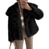 imagePRETTYGARDEN Womens Winter Coats 2026 Trendy Long Sleeve Furry Faux Fur Jackets Button Lapel Warm Fall Outwear with PocketsBlack