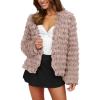 imageWinter Coats Fashion Faux Fur Long Sleeve Fleece Shaggy Jacket OuterwearLight Khaki