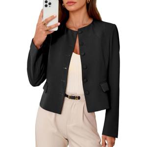 imagePRETTYGARDEN Women Blazers Business Casual Outfits 2026 Fall Fashion Long Sleeve Professional Office Work Suit Jacket ClothesBlack