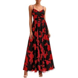 imagePRETTYGARDEN Women Summer Floral Maxi Dress 2026 Spirng Spaghetti Strap Mesh Boho Sundress Party Beach Vacation Long DressesBlack Red Flower