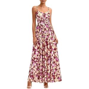 imagePRETTYGARDEN Women Summer Floral Maxi Dress 2026 Spirng Spaghetti Strap Mesh Boho Sundress Party Beach Vacation Long DressesFloral Brown Beige