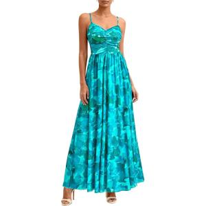imagePRETTYGARDEN Women Summer Floral Maxi Dress 2026 Spirng Spaghetti Strap Mesh Boho Sundress Party Beach Vacation Long DressesGreen Floral