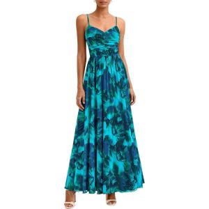 imagePRETTYGARDEN Women Summer Floral Maxi Dress 2026 Spirng Spaghetti Strap Mesh Boho Sundress Party Beach Vacation Long DressesLake Blue Floral