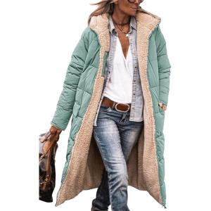 imagePRETTYGARDEN Womens 2026 Winter Fashion Clothes Oversized Shearling Fleece Long Coats JacketsGrey Green