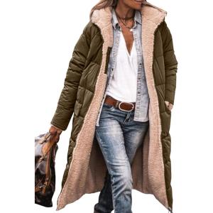 imagePRETTYGARDEN Womens 2026 Winter Fashion Clothes Oversized Shearling Fleece Long Coats JacketsLight Army Green