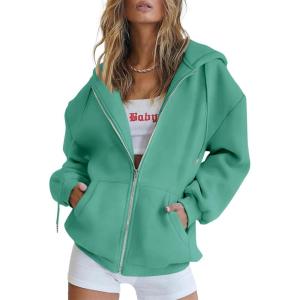 imagePRETTYGARDEN Womens 2026 Zip Up Y2K Hoodies Casual Long Sleeve Sweatshirts Fall Spring Track Jackets with PocketsMint Green