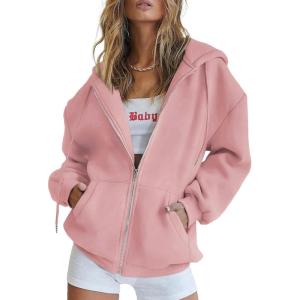 imagePRETTYGARDEN Womens 2026 Zip Up Y2K Hoodies Casual Long Sleeve Sweatshirts Fall Spring Track Jackets with PocketsPink