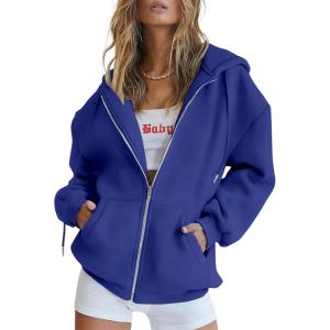 imagePRETTYGARDEN Womens 2026 Zip Up Y2K Hoodies Casual Long Sleeve Sweatshirts Fall Spring Track Jackets with PocketsRoyal Blue