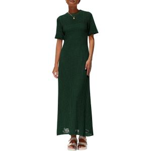 imagePRETTYGARDEN Womens Eyelet Cover Up Dress 2026 Summer Vacation Resort Maxi Dresses Beach Short Sleeve Hollow Out SundressDark Green