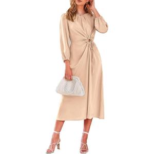 imagePRETTYGARDEN womens Formal Satin DressBeige