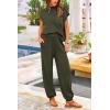 imagePRETTYGARDEN 2 Piece Outfits for Women Summer 2026 Knit Vest Tops Sweatpants Spring Beach Vacation Travel Sweater Lounge SetArmy Green