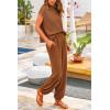 imagePRETTYGARDEN 2 Piece Outfits for Women Summer 2026 Knit Vest Tops Sweatpants Spring Beach Vacation Travel Sweater Lounge SetBrown