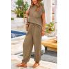 imagePRETTYGARDEN 2 Piece Outfits for Women Summer 2026 Knit Vest Tops Sweatpants Spring Beach Vacation Travel Sweater Lounge SetKhaki