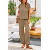 imagePRETTYGARDEN 2 Piece Outfits for Women Summer 2026 Knit Vest Tops Sweatpants Spring Beach Vacation Travel Sweater Lounge SetKhaki