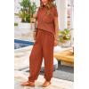 imagePRETTYGARDEN 2 Piece Outfits for Women Summer 2026 Knit Vest Tops Sweatpants Spring Beach Vacation Travel Sweater Lounge SetRust Red